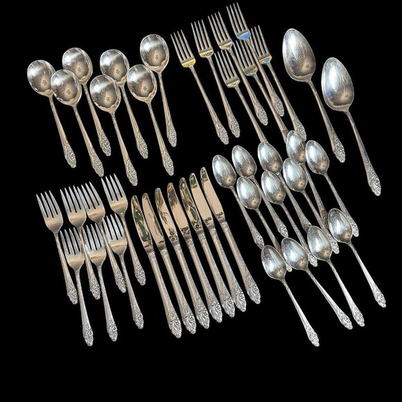 Oneida Community EVENING STAR Silverware Flatware 42 piece set Silver-plat 1950s - Picture 2 of 10